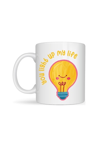 You Light Up My Life Tasarımlı Porselen Kupa Model 15 - Sevimli Ampul Desenli Hediyelik Kahve Kupası