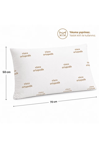 Visco Dolgulu Ortopedik Yastık 50x70 Cm -boyun Desteği Sağlar. Beyaz