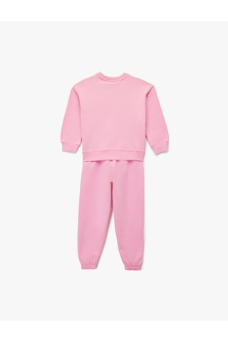 Koton Baskılı Uzun Kollu Bisiklet Yaka Şardonlu Eşofman Takımı Pembe 6wkg10223ak Gül