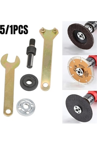 Pazly 3/8'' 10mm Açılı Taşlama Mandren Adaptörü Seti + Disk Tutucu & 2 Anahtar 5'li Paket