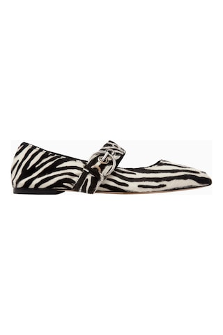 Aeyde Uma Eyelet Babet, Zebra Ponyhair, Metal Tokalı, Italyan El Yapımı Lüks Tasarım Siyah - Krem