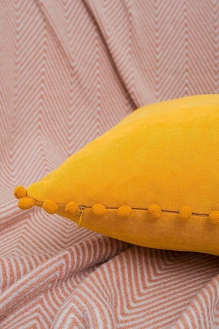 Asdiva Renk Ve Ölçü Seçenekli Sarı Ponponlu Kırlent Kılıfı Dekoratif Düz Sade Punch Panoroma Sarı 45x45 Çok Renkli