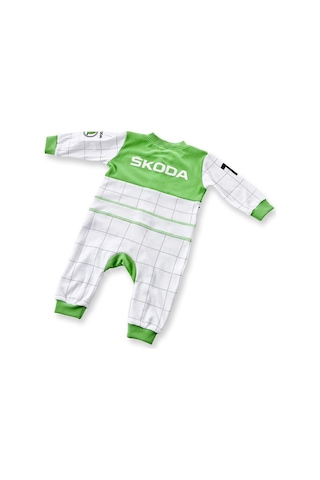 31113- Skoda Motorsport Çocuk Tulumu Beyaz, Yeşil Beyaz - Yeşil