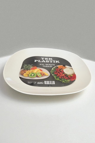 6'lı Sert Plastik Servis Tabağı Xxl Kırılmaz Yıkanabilir 28cm Beyaz