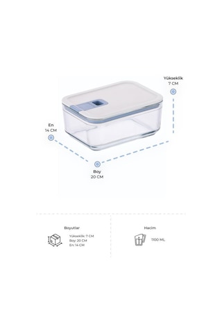 Neoflam Perfect Seal Dikdörtgen Cam Saklama Kabı Bej 1100 ML Bej