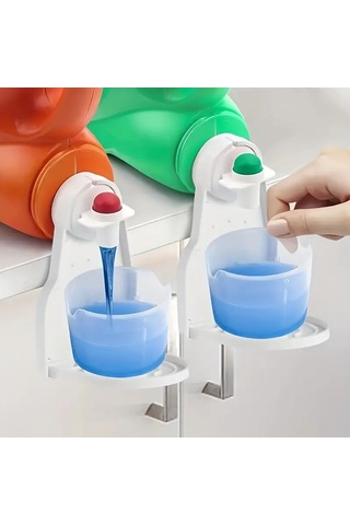 Lemestar Beyaz Plastik Çamaşır Deterjan Kapak Tutucu - Dökülmeyi Engeller, 2 Adet Beyaz