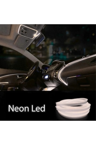Beyaz İp Neon 2 Metre 12v İp Led Araç İçi Neon Ledi