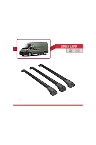 Citroen Jumper 2007 Ve Sonrası İle Uyumlu Ace-1 Ara Atkı Tavan Barı Siyah 3 Adet Bar