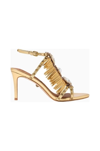 Kurt Geiger Jewel Fringe 90 Lüks Topuklu Deri Sandalet Topuklu Ayakkabı Gold 40,5 Altın