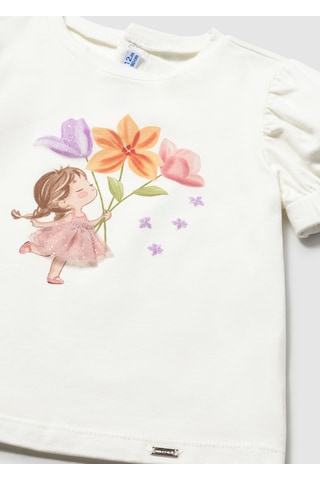 Mayoral Kız Bebek Baskılı Tshirt Krem Krem