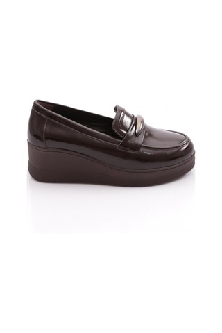 Dgn 618 Kadın Loafer Ayakkabı Kahve Rugan