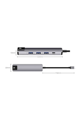 6-1 Apple Uyumlu MacBook Matebook Hdmi Ethernet Usb Çoklayıcı Type-c Hub Çevirici