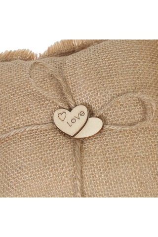 Kangvka Kırılgan Konsept Düğün Seti: Sarı Kumaş Sevgi Çiçek Sepeti + 15x15cm Yüzük Yastığı Ahşap Kalplerle Dekore Diğer