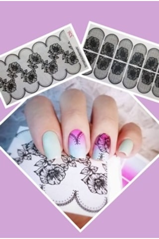 Dantelli Gül Tırnak Sticker Tırnak Dövme Nail ART 326