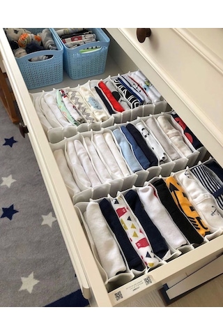 8 Bölmeli Dolap Ve Çekmece Içi Düzenleyici Akordiyon Organizer L-00517 6 Adet Lisinya Çok Renkli