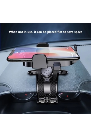 Xuweiwei 1 Adet Siyah Evrensel Araba Telefon Tutucu 360 Derece Dönebilen Karbon Fiber Desenli Şok Emici Abs Çok Fonksiyonlu Navigasyon Tutucu