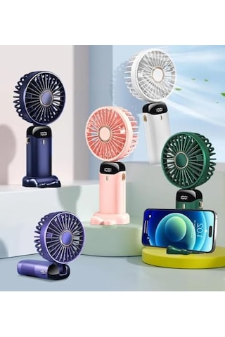 El Fanı 5 Kademeli Dijital Led Göstergeli Boyun Askılı Mini Klima Vantilatör Mor