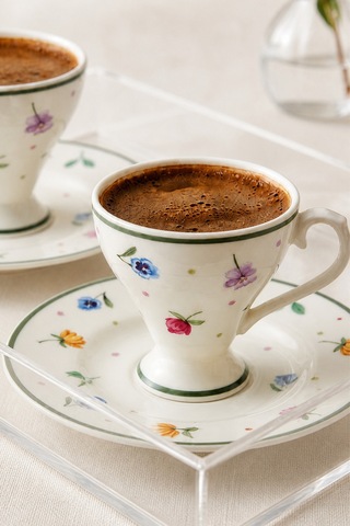 Gözde 4 Parça 2 Kişilik Porselen Kahve Fincan Takımı 100 Ml Beyaz