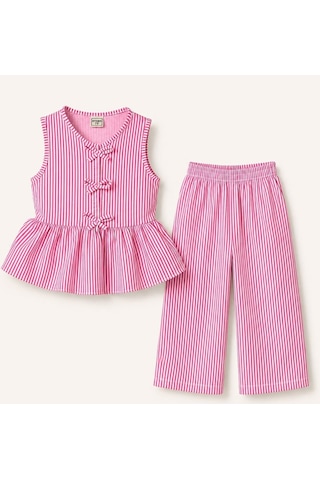 My Kids Wear Kız Çocuk Bella Fiyonk Detaylı Alt Üst Takım 12800 Fuşya