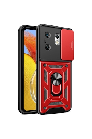 Newface - 896 - İnfinix Zero 30 4g Kılıf Pars Lens Yüzüklü Silikon - Csmo-tex - - Kırmızı