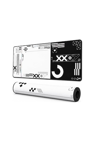 Lexroo Xxl Oyuncu Mouse Pad 90x40 Cm 3mm Dikişli Kaymaz Taban Büyük Gaming Desk Mat Grıd Collection Standart