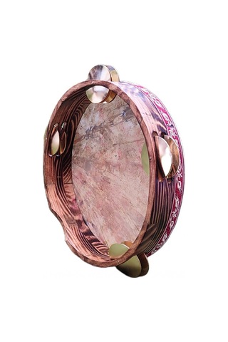 Tef Sarı Metal Zilli Ebru Desenli Derili 28 cm DZDSE28