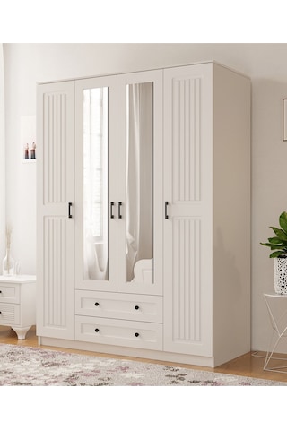 Rabi Mobilya Estelya Country 4 Kapaklı 2 Çekmeceli Gardırop
