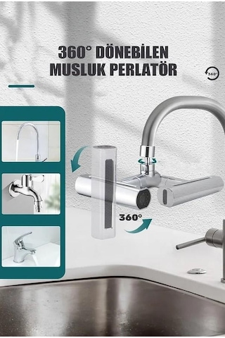 Krom Tasarruflu 4 Modlu Ayarlanabilir Musluk Başlığı Lavabo Batarya Fiskiye Ucu Perlatör