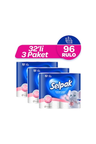 Selpak® Parfümlü Pudra Kokulu Tuvalet Kağıdı 3 x 32 Rulo