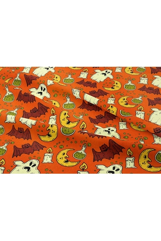Happy Halloween Turuncu Zeminli Yarasalı, Hayalet