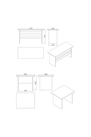 Yurudesign Vario Abcdefg2 Ofis Büro Masa Takımı Çalışma Masası 4 Kitaplık Dolap Keson Sehpa Beyaz Makam Takımı
