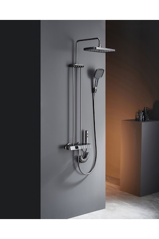 Creavit Piano Tepe Duş Sistemi Termostatik Gun Grey Gri Ds.pn710gr