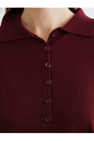 Lcw Vision Bordo Polo Yaka Kadın Triko Kazak