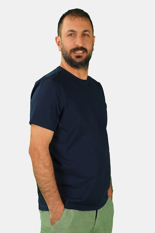 Erkek Bisiklet Yaka Kısa Kollu Tişört Lacivert