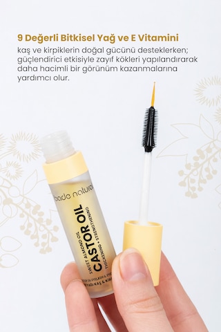 Bade Natural Ultra Hacim Veren Doğal Hint Yağı Kaş Kirpik Serumu Besleyici, Güçlendirici, Dolgunlaştırıcı 10 Ml Şeffaf