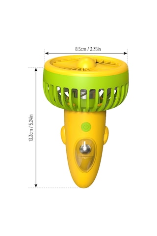 Kangvka F6 Sarı-yeşil Boyutlu Usb Şarjlı Mini Fan 3 Hız Ayarı Ellerden Bağımsız Tasarım Ev, Dışarı, Seyahat Ve Ofis İçin Taşıma Kordonu Kaliteli Pp-abs Malzeme
