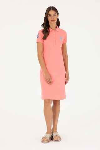 U.S. Polo Assn. Kadın Pembe Polo Yaka Mini Boy Örme Elbise 50280064-VR105
