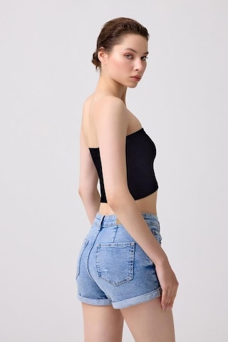 Cottonhill Premium - Kadın Siyah Seamless Straplez Crop Top Büstiyer Siyah