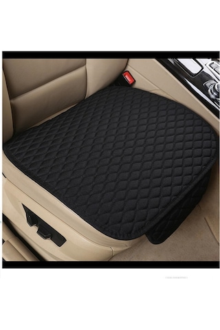 Tüm Araçlar Uyumlu Kumaş Ön Ve Arka Takım Araba Koltuk Minderi 3 Parça Krem - Siyah