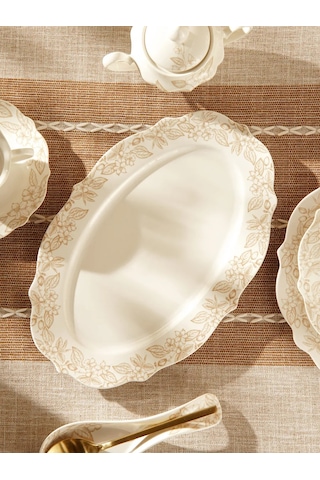 Sl Home 34,5x23 Cm Porselen Servis Tabağı "amande" 306003671 Beyaz