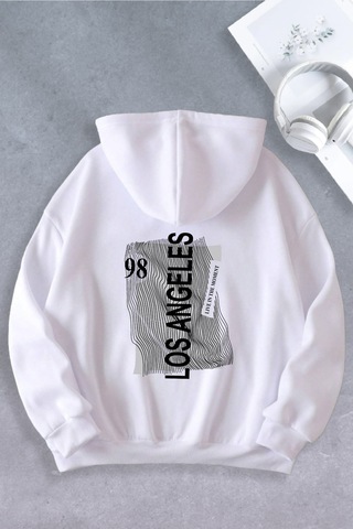 Ciel Lune Nevermind Unisex Kadın Erkek Los Angeles 1998 Baskılı Oversize Sweatshirt Beyaz Beyaz
