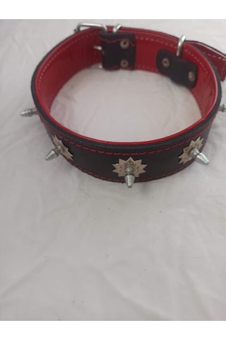 Deri Çivili Dikenli Süslü Köpek Tasması