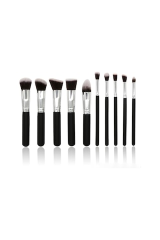 Hfambition 10'lu Makyaj Fırça Seti: Yumuşak Fiber Tüyler, Farklı Kullanımlar İçin, Günlük Makyaj Gereksinimlerinizi Karşılar - Siyah Gümüş