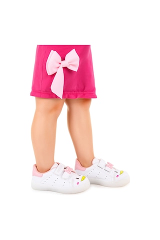 Kiko Kids Bart Cırtlı Işıklı Kız Çocuk Spor Ayakkabı Beyaz