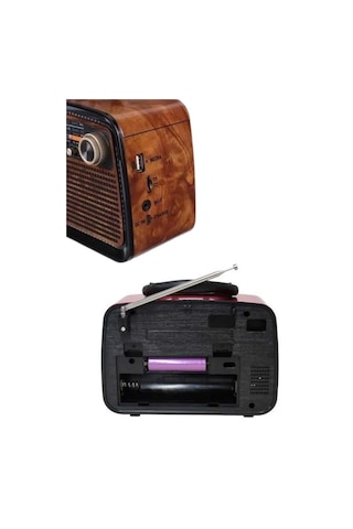 Astraltech Bluetooth Hoparlör Ahşap Görünümü Işıklı Vintage Radyo