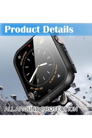 Misxi 2'li Sert Pc Kılıfı Temperli Cam Ekran Koruyucu İle Apple Watch Series 9 2023 , Series 8, Series 7 45 Mm İle Uyumlu, Ultra İnce Çizilmeye Karşı Koruma