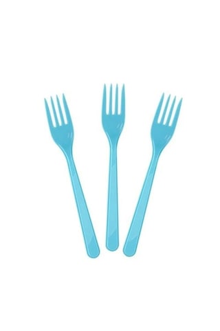 Çatal Plastik Çatal 25 Adet Mavi Renk Mavi