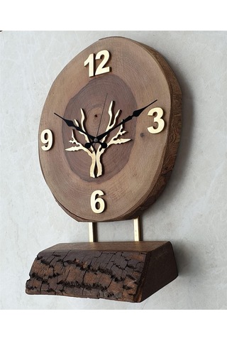 Doğal Masif Ahşap Ağaç Gold Altın Duvar , Masa Saati 25x40 Cm Mks20r9a Diğer
