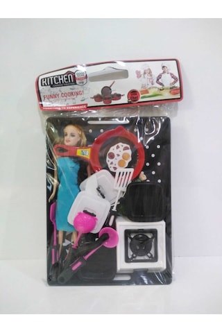 Oyuncak Barbie Et Bebek Ve Mutfak Yemek Seti Tepsili Eğitici Oyun