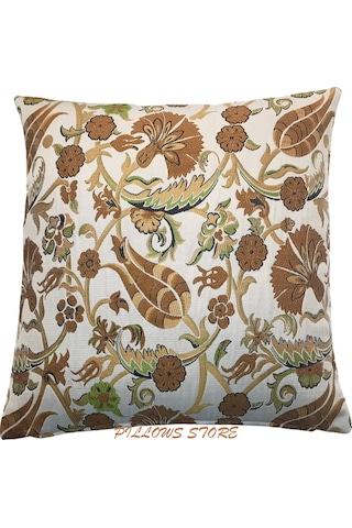 Lale Desenli Osmanlı Motif Altın Yaldızlı Kırlent Kılıfı 45 Cm*45 Cm
